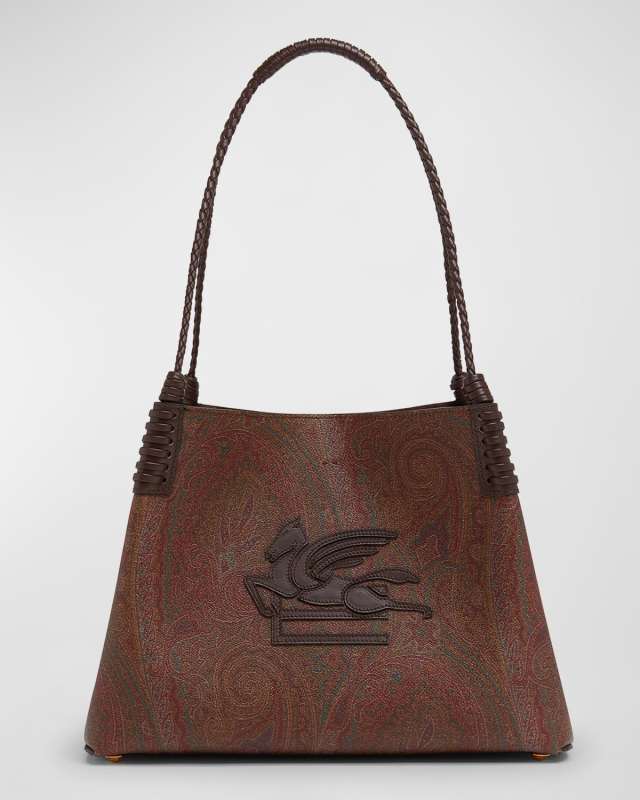 Libra Paisley-Print Leather Shoulder Bag